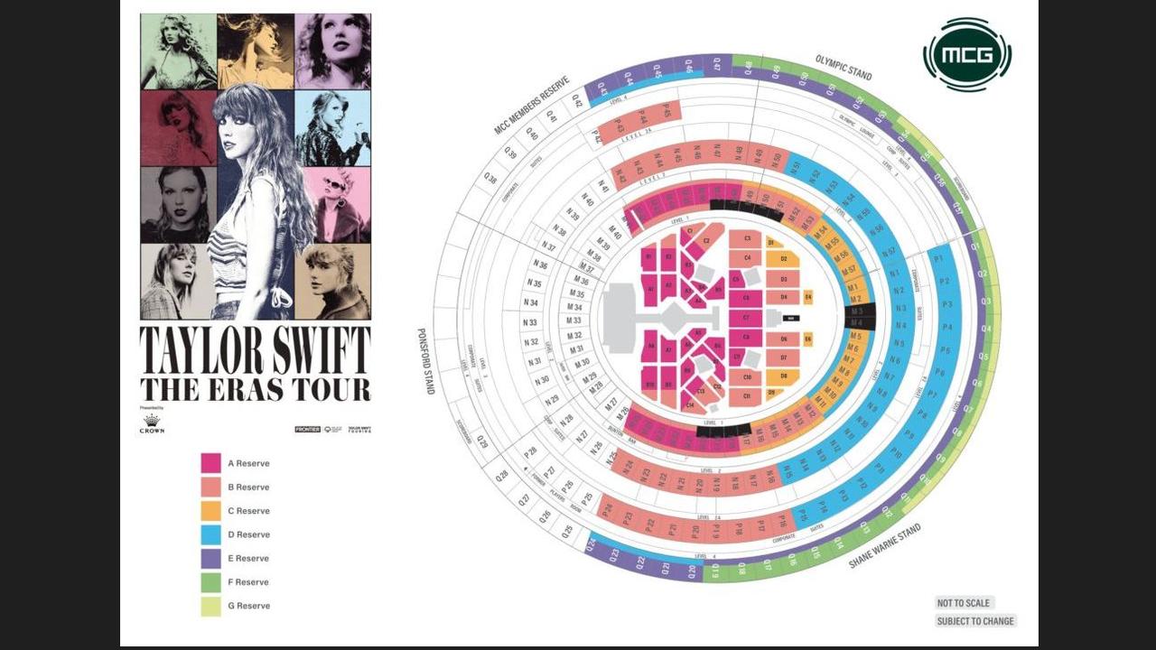 The venue map for Taylor's Melbourne shows.