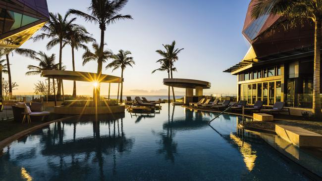 One of the two pools at The Langham Gold Coast.