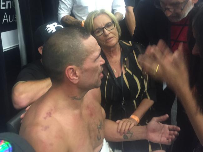 Anthony Mundine with his mother after his fight.