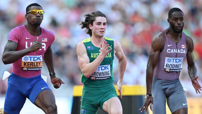 Browning failed to crack the 10-second barrier and missed the final. (Photo by Hannah Peters/Getty Images)