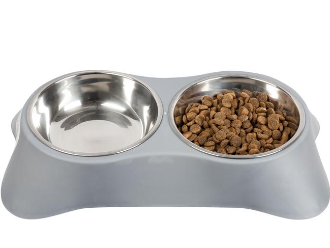 Happy Tails twin pet bowl with steel inserts, RRP. $7.98