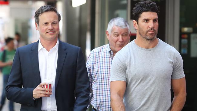 Manly chairman Scott Penn and coach Trent Barrett    Picture: Brett Costello