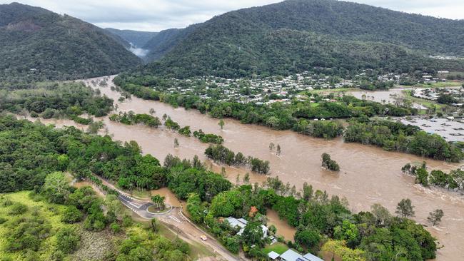 The Barron River in Cairns, Far North Queensland, reached a record flood peak, with roads closed and homes flooded in the catchment area on Sunday, December 17. The record flooding was caused by ex-Tropical Cyclone Jasper, which made landfall on December 13. Picture: Brendan Radke