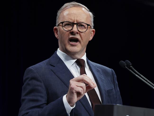 Australian Opposition Leader Anthony Albanese speaks during a Labor campaign rally in Brisbane. Picture: Lisa Maree Williams/Getty Images