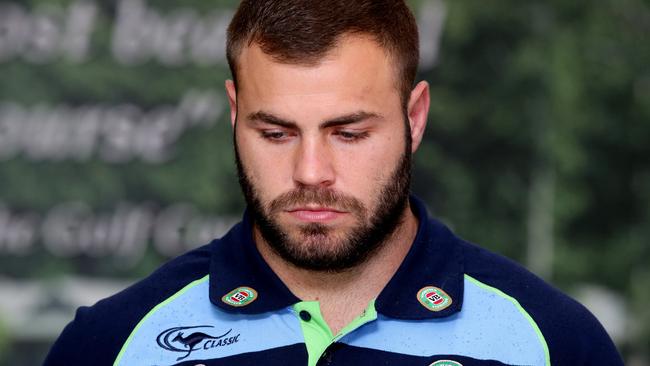 Wade Graham at Coffs Harbour airport after arriving with the NSW Blues Origin team . Picture : Gregg Porteous