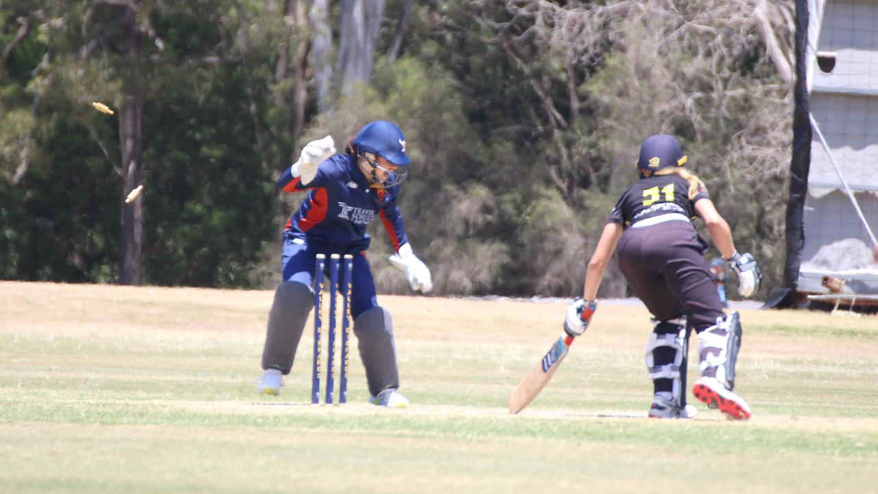 Mikayla Wrigley getting a stumping.