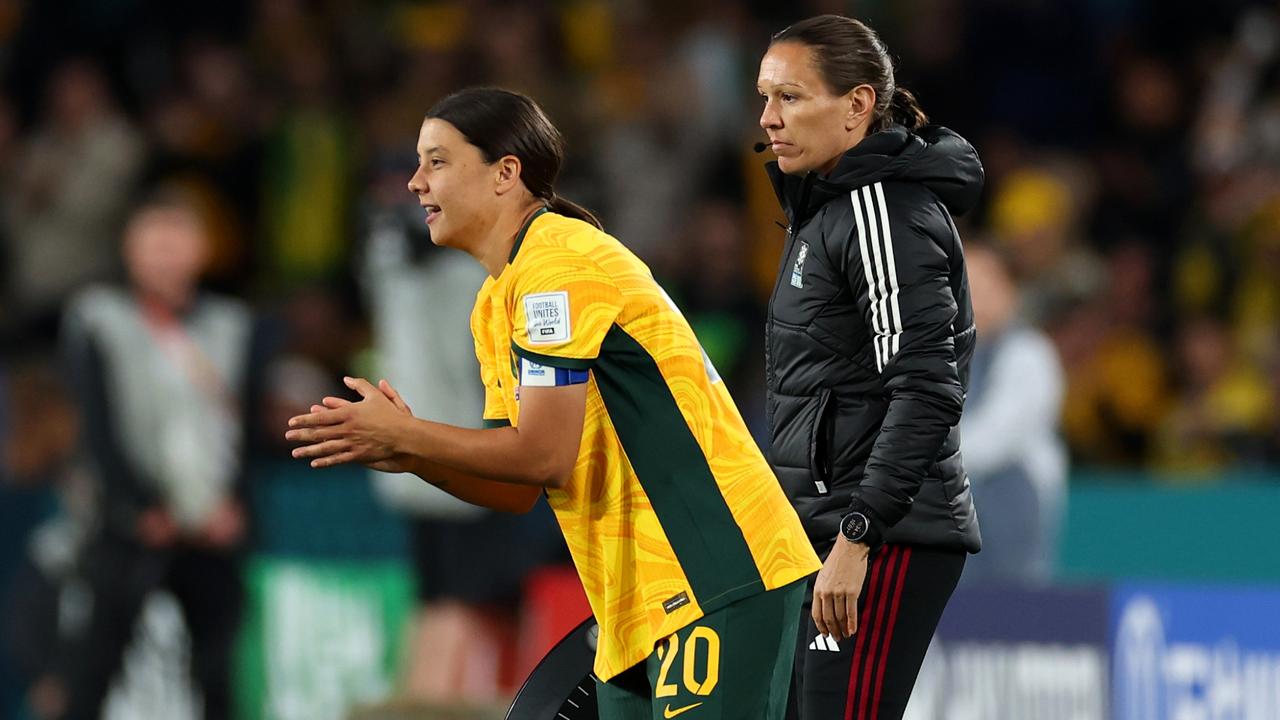 Sam Kerr came off the bench to mark her first appearance in the World Cup. Picture: Getty Images