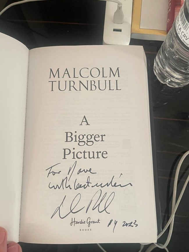 Malcolm Turnbull’s signed house warming gift to Scale Facilitation founder David Collard.