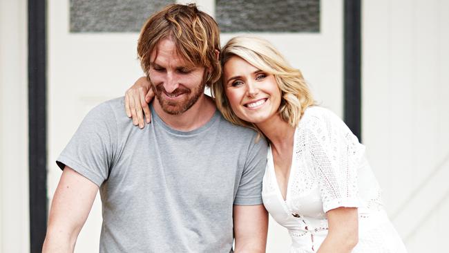 Robertson with his former Ten weather presenter fiancee Magdalena Roze. Picture: Ant Ong