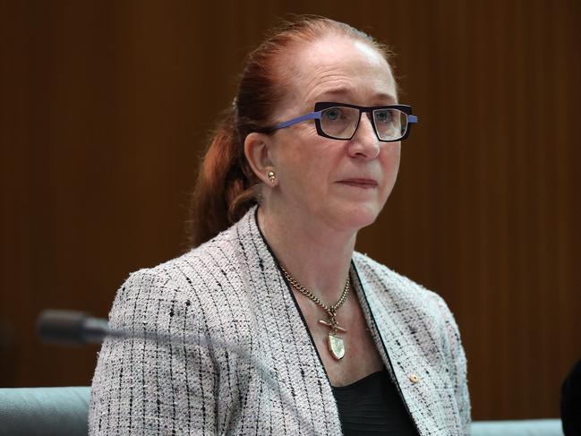 AHRC President Rosalind Croucher at a Senate Estimates hearing. Picture: Kym Smith