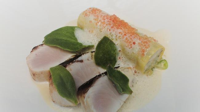 Brown Brothers Milawa Kingfish with prosecco veloute and scallop cannelloni