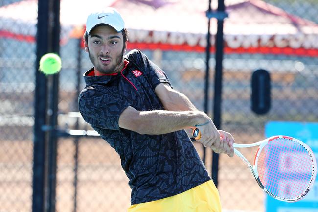 Action from the International Tennis Federation junior tournament at KDV on the Gold Coast. Picture: Tertius Pickard
