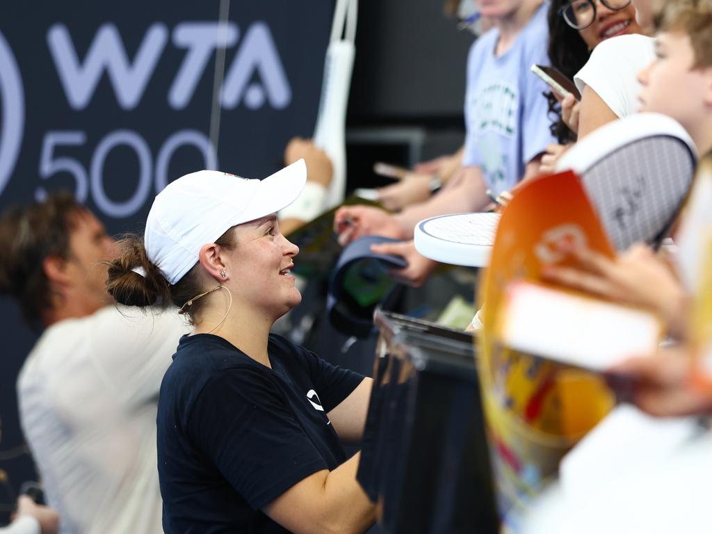 Barty with fans after the match. Picture: Chris Hyde/Getty Images