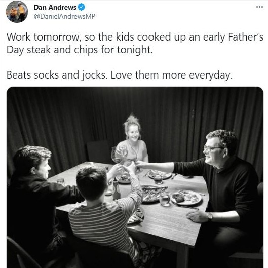 Dan Andrews’ Father's Day Twitter post.