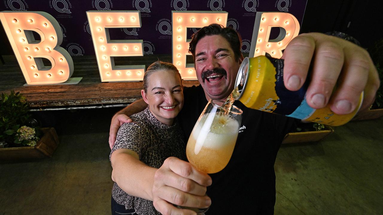 Moffat Beach Brewing Co owners Matt and Sharynne Wilson have won Australia’s Best Beer at the Royal Queensland Beer Awards. Picture: Lyndon Mechielsen