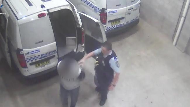 Police footage of Jamil Hopoate after his arrest. Picture: NSW Police