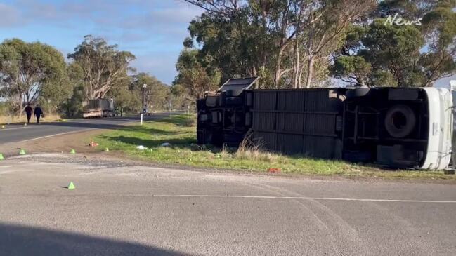 The scene of a school bus crash in Eynesbury