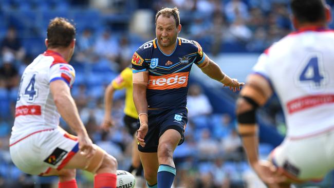 Tyrone Roberts should be back from concussion to lead the Titans out against the Bulldogs. Picture: AAP Image