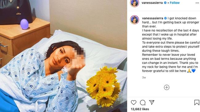 Love Island's Vanessa Sierra spoke out after being hospitalised following her reality TV stint. Picture: Instagram