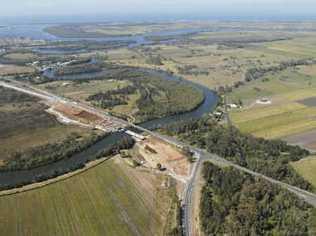 This aerial view shows work on the southern end of the Ballina bypass. Picture: DAVID NIELSEN