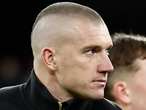 MELBOURNE, AUSTRALIA - JUNE 30: Dustin Martin of the Tigers looks on during the 2024 AFL Round 16 match between the Richmond Tigers and the Carlton Blues at The Melbourne Cricket Ground on June 30, 2024 in Melbourne, Australia. (Photo by Michael Willson/AFL Photos via Getty Images)