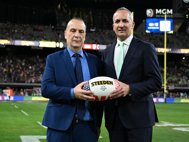 ARLC chairman Peter V'landys and NRL CEO Andrew Abdo.