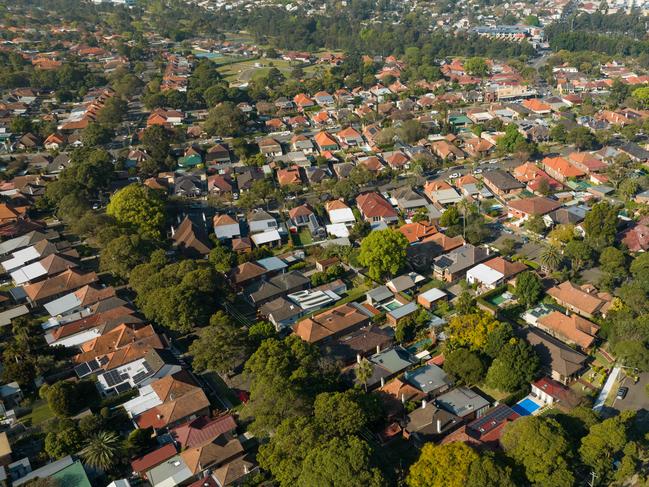 SYDNEY, AUSTRALIA - NewsWire Photos SEPTEMBER 14 2023. Generic housing & real estate house generics. Pic shows aerial view of suburban rooftops in Summer Hill, taken by drone. Picture: NCA NewsWire / Max Mason-Hubers