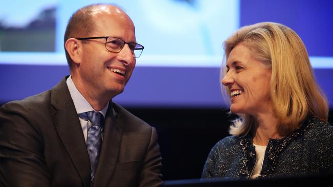 Former AMP CEO Craig Meller and former chairman Catherine Brenner. Picture: John Feder