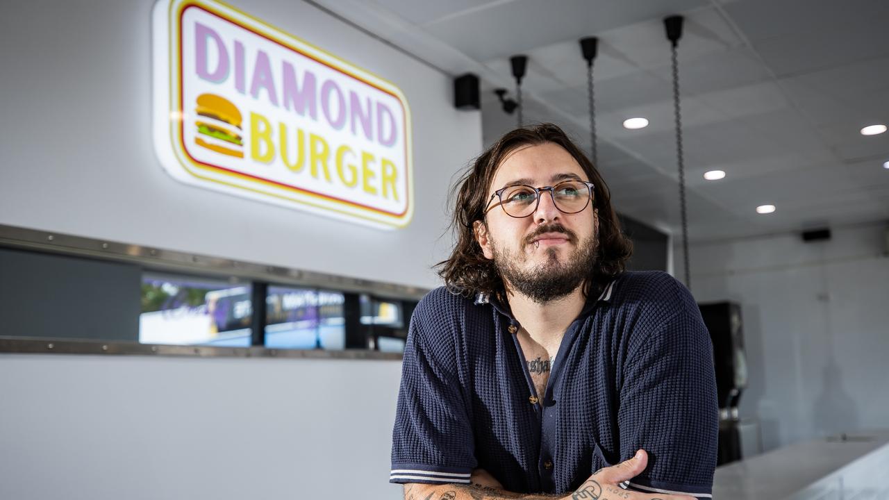 Owner Josh Rivers at his Diamond Burger joint in Glenunga. Picture: Tom Huntley.