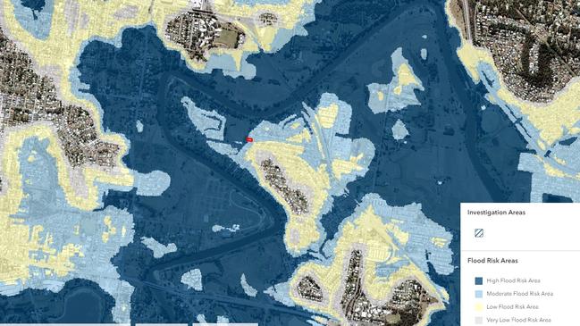 Logan City Council’s new flood mapping showing the majority of the suburb of Bethania is in dark blue and classified as a high flood risk area. Light blue indicates moderate flood risk.