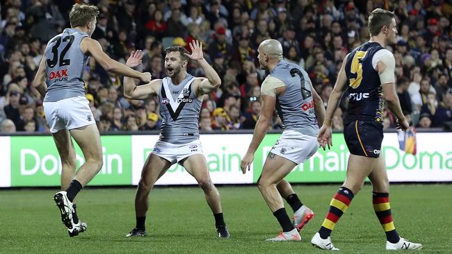 Port Adelaide kicked nine unanswered goals in Showdown 47. Picture: SARAH REED