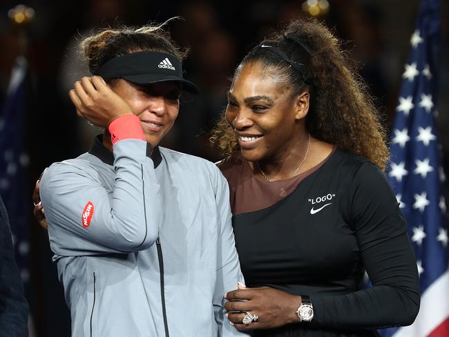 Naomi Osaka of Japan alongside runner-up Serena Williams at the 2018 US Open in New York. Picture: Julian Finney/Getty Images/AFP