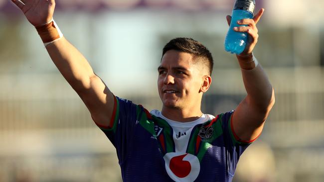 Kodi Nikorima gives thanks to the crowd. Picture: Getty