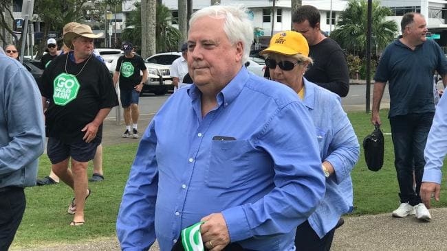 Clive Palmer takes part in the march. Picture: Steve Pohlner