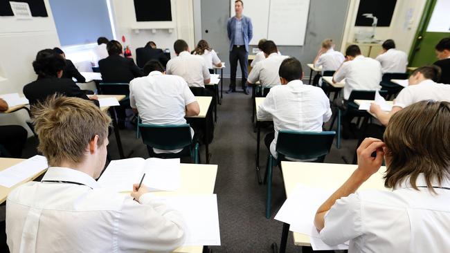 A mock HSC exam at Ashfield Boys High. Picture: Craig Greenhill