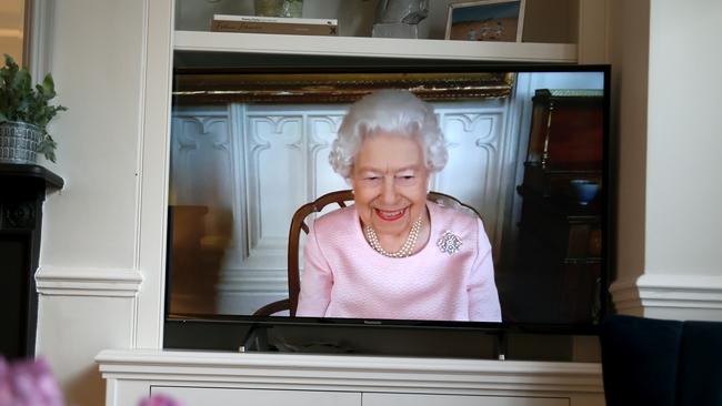 Queen Elizabeth II talks as part of a Commonwealth Day broadcast on the BBC on MOnday, hours before Harry and Meghan’s bombshell Oprah interview. Picture: Chris Jackson/Getty Images)