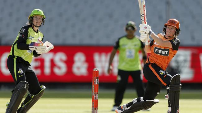 Scorchers star Beth Mooney also scored 97, but was dropped four times as the Thunder almost cost themselves the match. Picture: Darrian Traynor / Getty Images