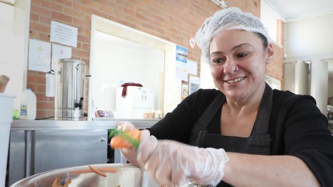 Melissa Richards, poses for a photo while preparing lunch.The Inspire Community Kitchen has been helping feed those doing it hard in Liverpool for many years. Liverpool, NSW. Tuesday, August 18, 2017 (AAP Image / Chris Pavlich)