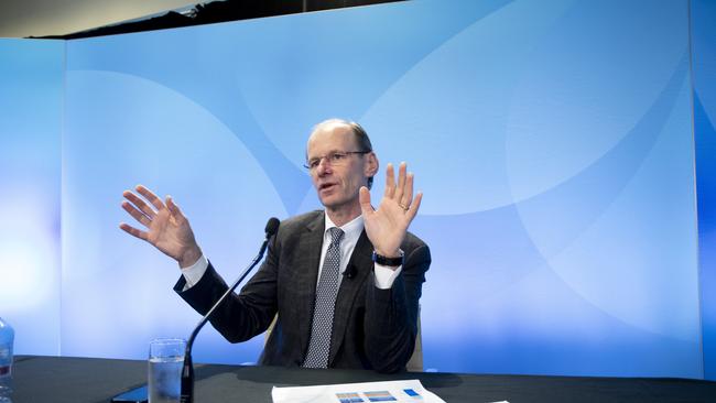 ANZ CEO Shayne Elliott discussing the bank’s first half results on May 5, 2021. Picture: by Arsineh Houspian