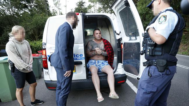 Mitchell Gow, then aged 38, was arrested at Ourimbah after a series of raids on the Central Coast. Picture: NewsCorp