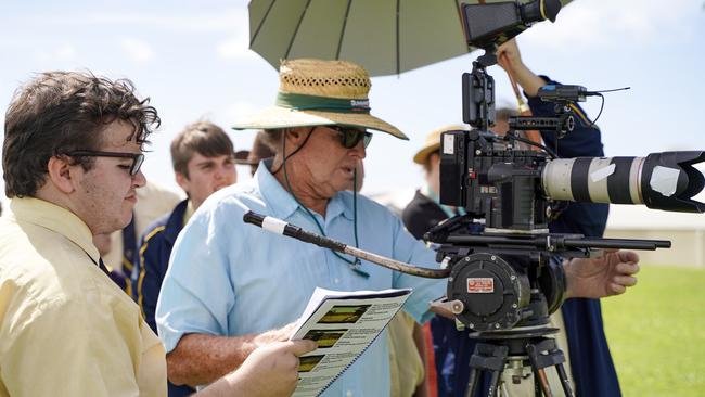 Oscar-winning cinematographer Greg Huglin teaching Holy Spirit College students the art of filmmaking. Picture: Heidi Petith