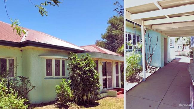 The back concrete stairs (left) at 10 Inverai Rd Chinchilla, where Desatge alleges Kaydence was fatally injured in a fall. Picture: CoreLogic