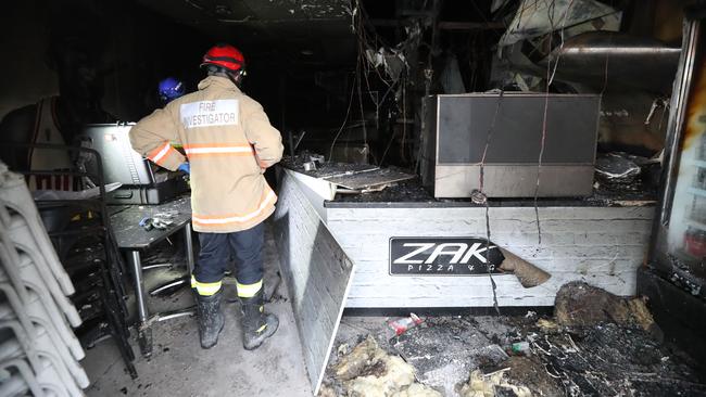 Zak's Pizza and Grill at the Happy Valley Shopping Centre was also destroyed. Picture: Tait Schmaal.