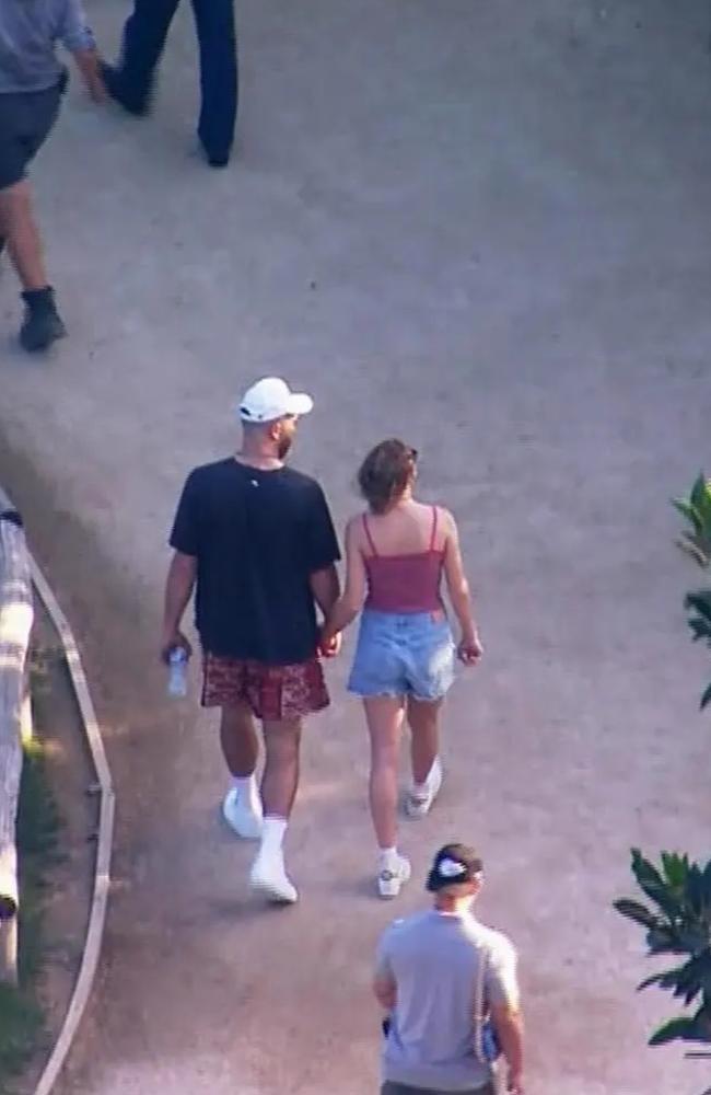 The couple were spotted holding hands during their tour. Picture: 9 News Australia