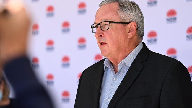 NSW Health Minister Brad Hazzard addressing the media during the Covid-19 press conference in Sydney. Picture: Bianca De Marchi