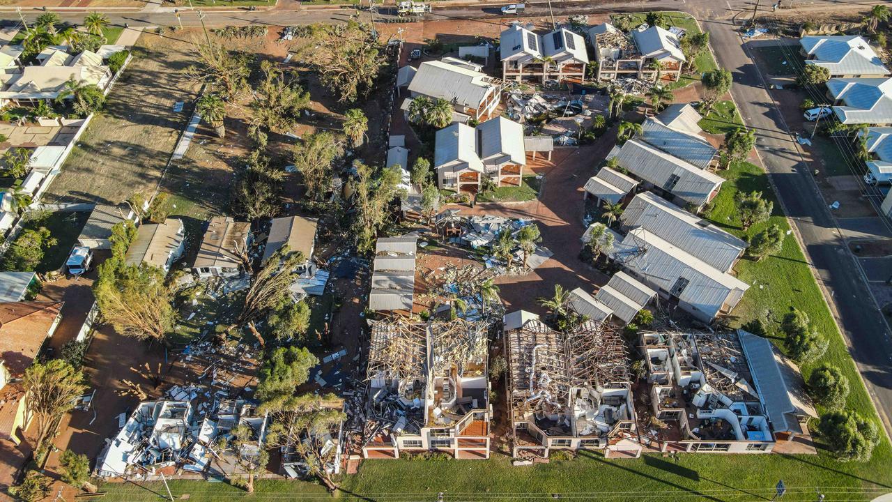 The clean-up in the tourist town of Kalbarri on Western Australia's M West coast after cyclone Seroja could take years to finish. Picture: Yvonne McKenzie/Getty Images
