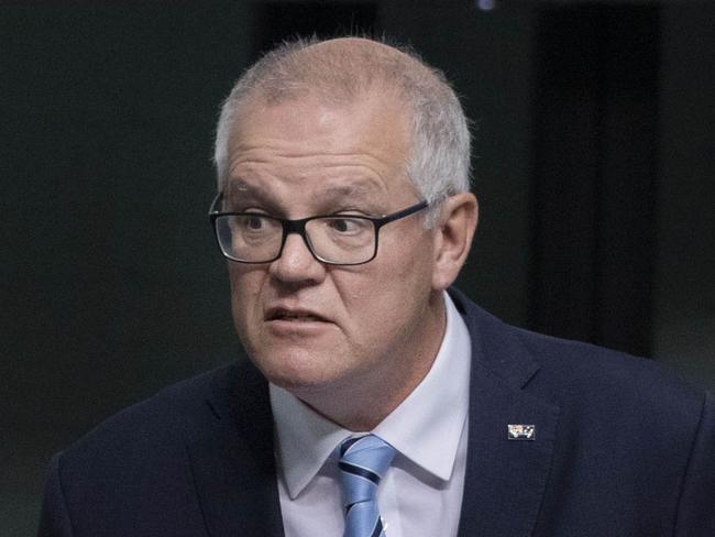 CANBERRA, AUSTRALIA - NewsWire Photos NOVEMBER 30, 2022: Former Prime Minister Scott Morrison facing a censure motion over the secret minister scandal, in Parliament Ãâ¢House in Canberra.Picture: NCA NewsWire / Gary Ramage