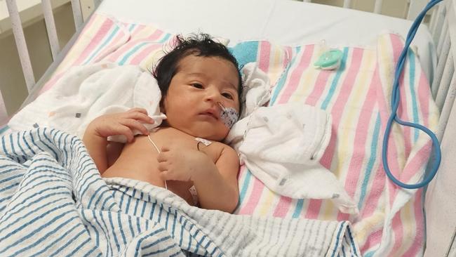 Viraaj in hospital as a newborn.