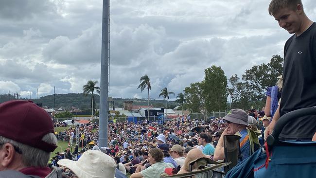 The crowds at Oakes Park, Lismore comprise reportedly more than 4000 people. Picture: Sarah Buckley