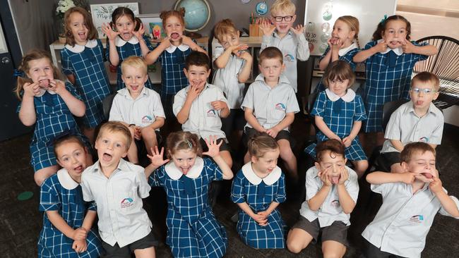 St.Mary McKillop Catholic PS Prep Teal Back Row From Left: Kayla Horner, Freya Burridge, Marlee Jacobsson, Elijah Broz, Hamish Kompa, Peyton Wellington, Blake Arnold Middle Row From Left: Billie Wiedmann, Zachary Campbell, Caleb Fawcett, Xavier White, Emily Maguire, Will Abbott Front Row From Left: Mayci Bronca, Noah Rasmussen, Kayla Bogie, Annie Long, Rocco Cornwill, Lucas Turra Picture Mark Wilson